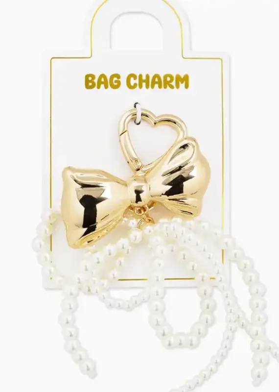 J.HOFFMAN'S Bag Charm Keychain- Chunky Pearl Dbl bow