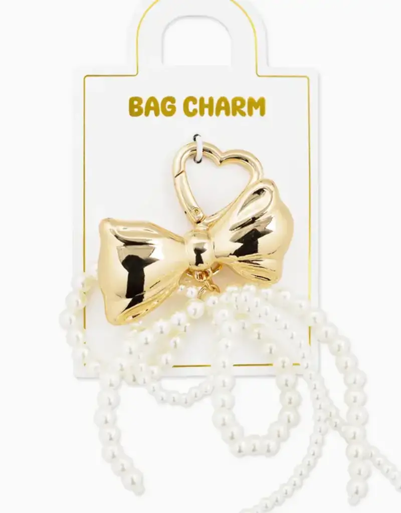 J.HOFFMAN'S Bag Charm Keychain- Chunky Pearl Dbl bow