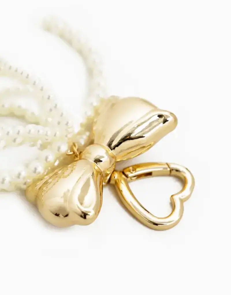 J.HOFFMAN'S Bag Charm Keychain- Chunky Pearl Dbl bow