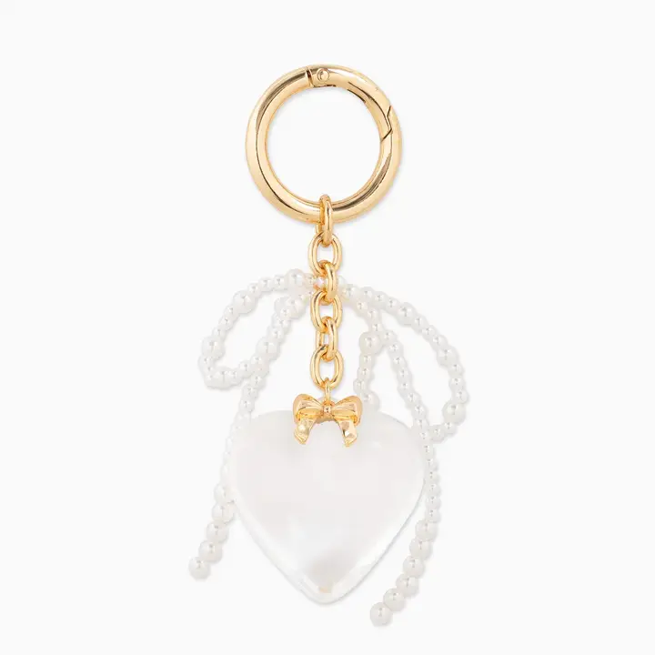 No.13マクラメෆハートෆバッグhangingෆෆ Bag Charm - Puffy Heart w/ Bow - j.hoffman's