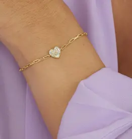 J.HOFFMAN'S Baby Love Letters Heart Bracelet- Gold