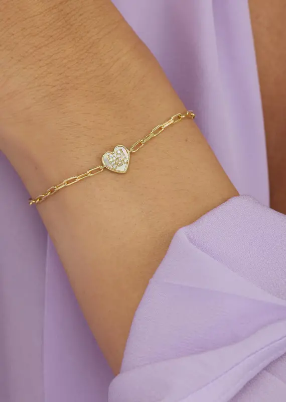 J.HOFFMAN'S Baby Love Letters Heart Bracelet- Gold