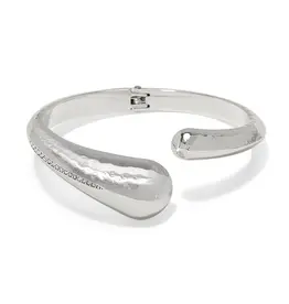 Nile Open Hinged Bangle in Silver