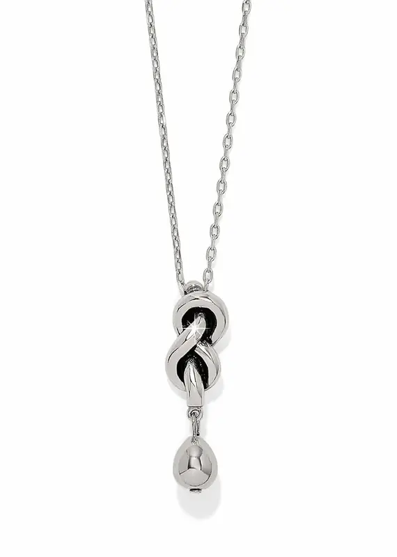 Interlok Single Knot Drop Necklace in Silver