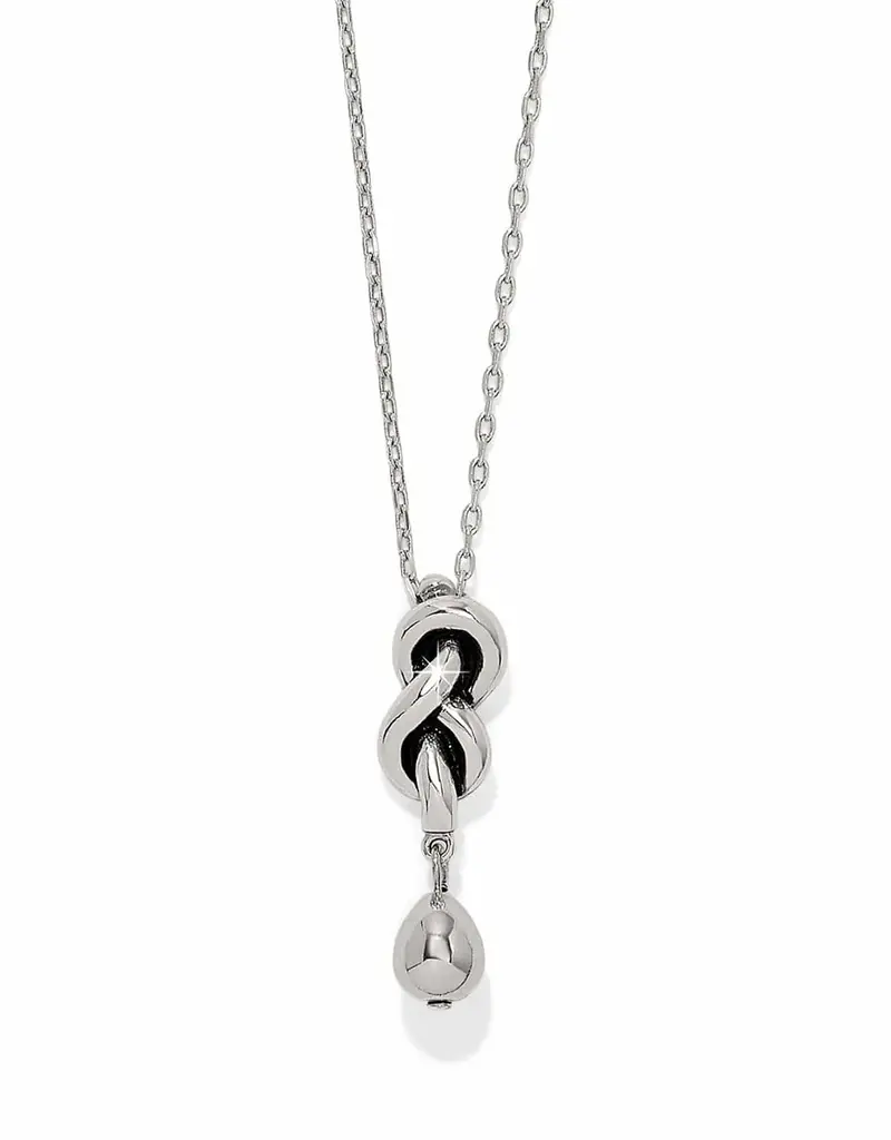 Interlok Single Knot Drop Necklace in Silver