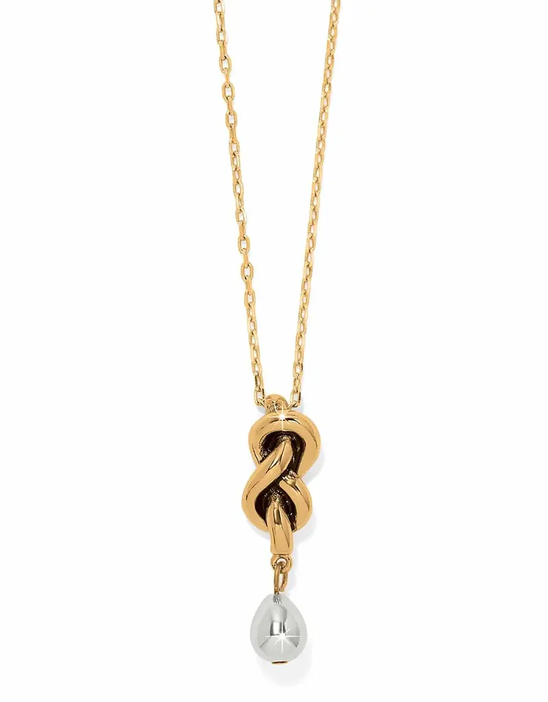 Interlok Single Knot Drop Necklace in Two Tone
