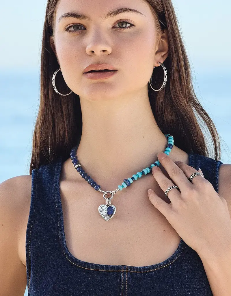 Token Charm Lapis Turquoise Necklace