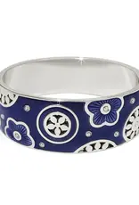 Flora Blue Wide Hinged Bangle