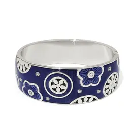 Flora Blue Wide Hinged Bangle