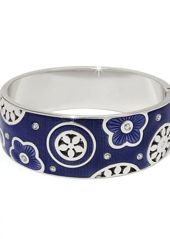Flora Blue Wide Hinged Bangle