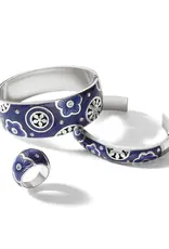 Flora Blue Wide Hinged Bangle