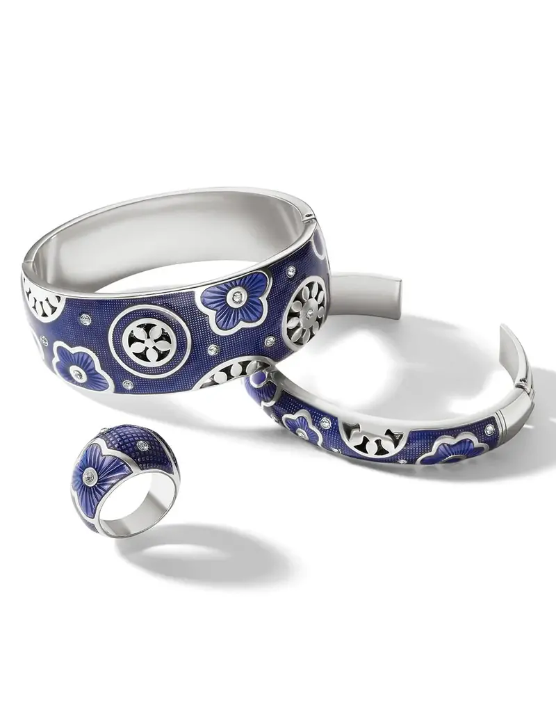 Flora Blue Wide Hinged Bangle