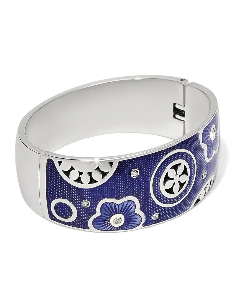 Flora Blue Wide Hinged Bangle