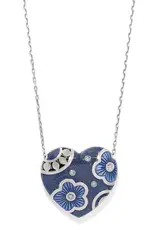 Flora Heart Blue Reversible Necklace