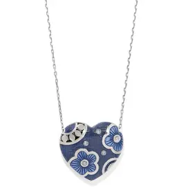 Flora Heart Blue Reversible Necklace