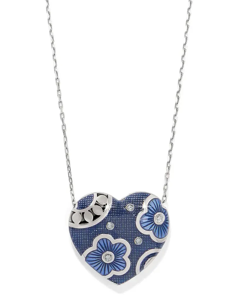 Flora Heart Blue Reversible Necklace