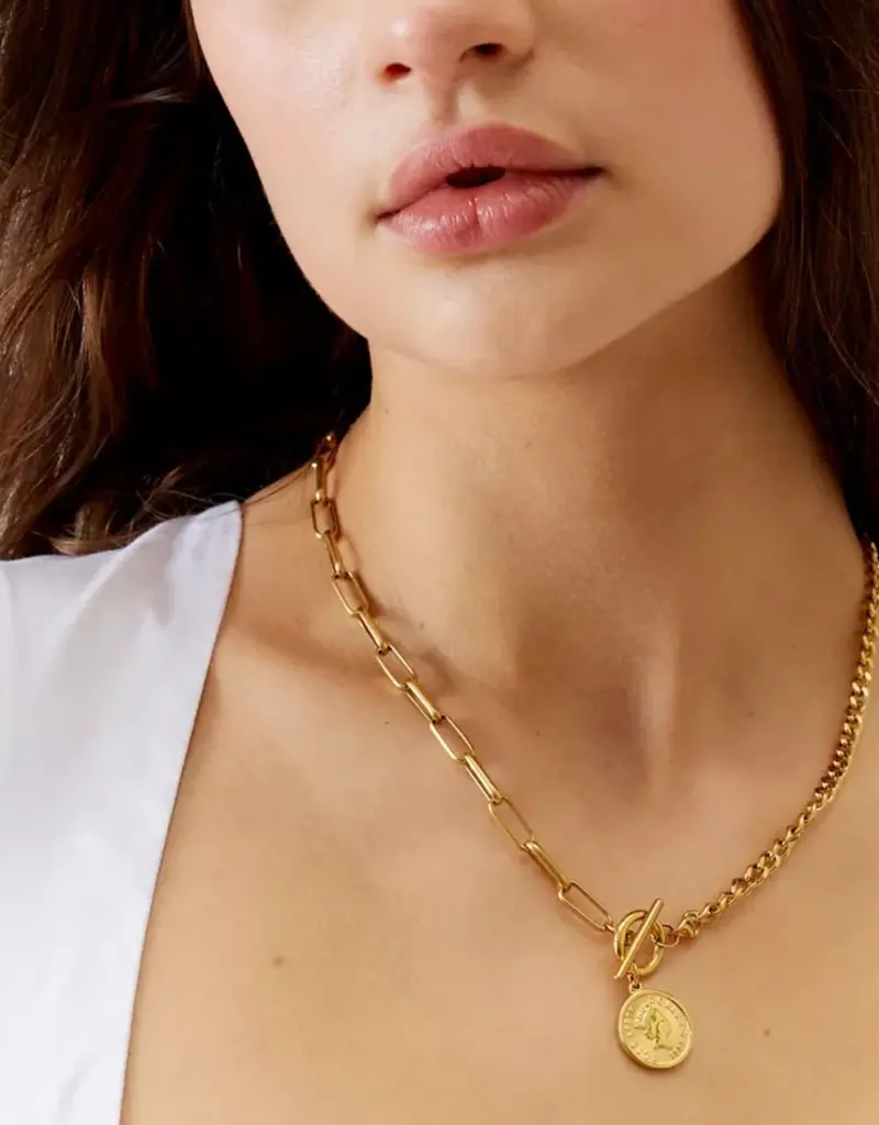 J.HOFFMAN'S Stacie Toggle Chain Coin Necklace