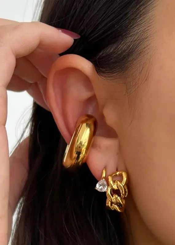 J.HOFFMAN'S Braxton Chain Hoop Earrings- Gold