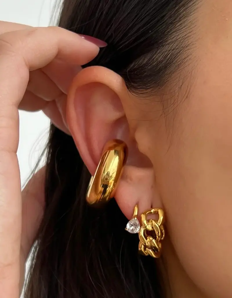 J.HOFFMAN'S Braxton Chain Hoop Earrings- Gold