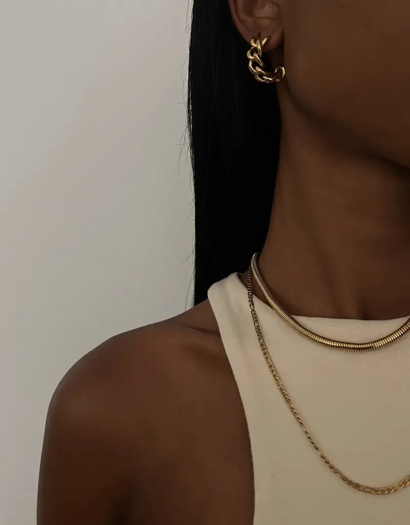 J.HOFFMAN'S Braxton Chain Hoop Earrings- Gold