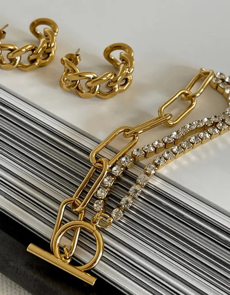 J.HOFFMAN'S Braxton Chain Hoop Earrings- Gold