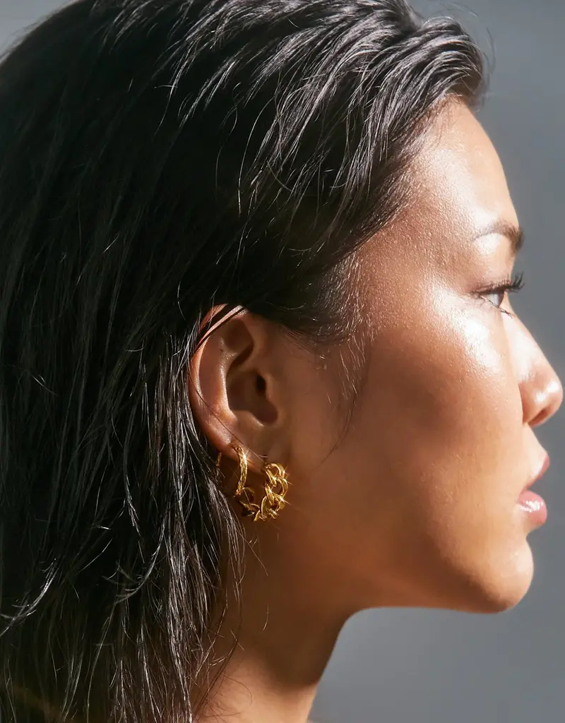 J.HOFFMAN'S Braxton Chain Hoop Earrings- Gold