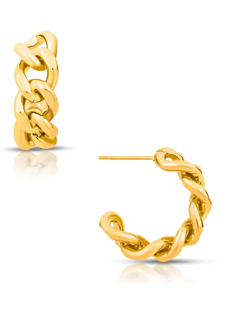 J.HOFFMAN'S Braxton Chain Hoop Earrings- Gold