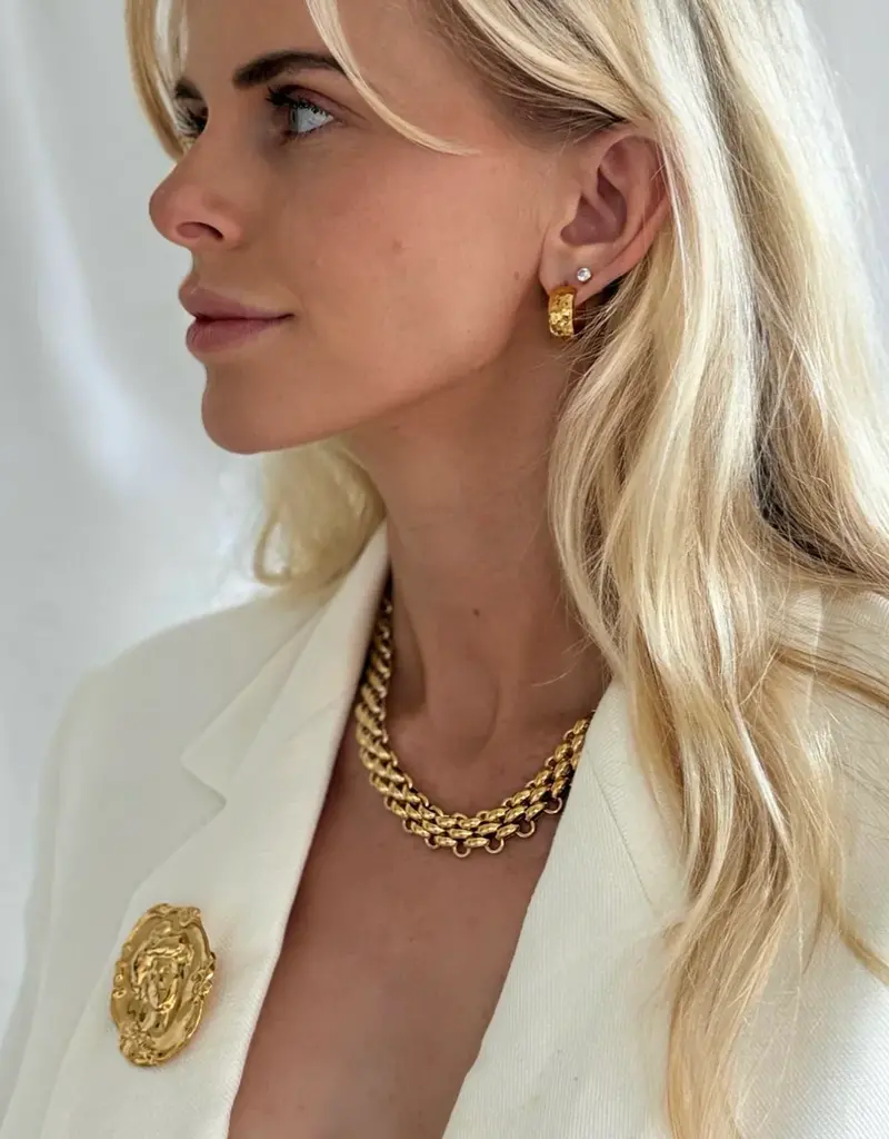 J.HOFFMAN'S Brennan Hammered Huggie Earrings- Gold