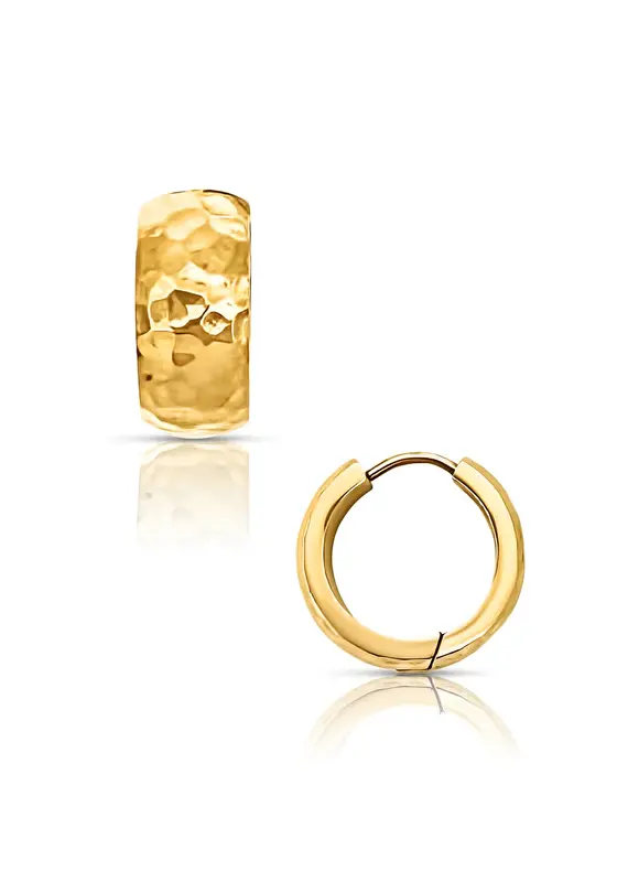 J.HOFFMAN'S Brennan Hammered Huggie Earrings- Gold