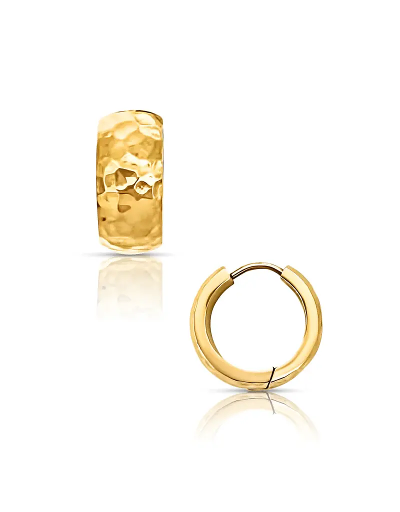 J.HOFFMAN'S Brennan Hammered Huggie Earrings- Gold