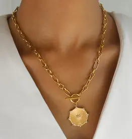 J.HOFFMAN'S Briar Toggle Medallion Necklace- Gold