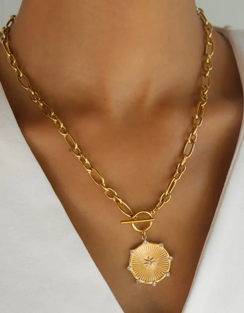 J.HOFFMAN'S Briar Toggle Medallion Necklace- Gold