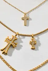 J.HOFFMAN'S Lazara Double Cross Pendant- Gold