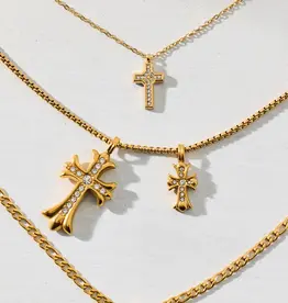 J.HOFFMAN'S Lazara Double Cross Pendant- Gold