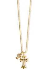 J.HOFFMAN'S Lazara Double Cross Pendant- Gold