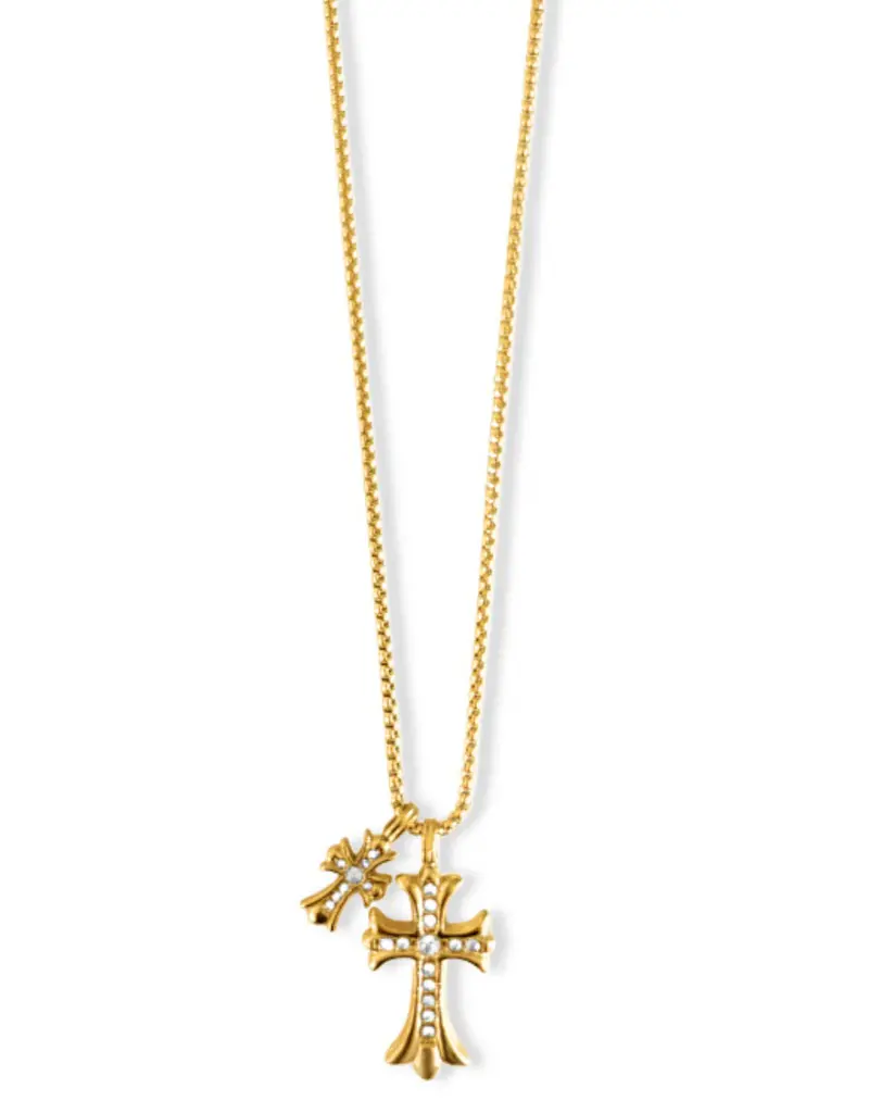 J.HOFFMAN'S Lazara Double Cross Pendant- Gold