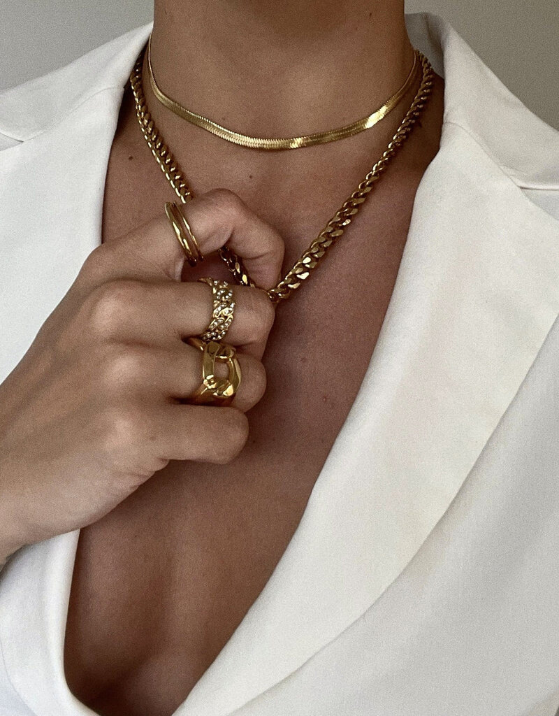 J.HOFFMAN'S Liam Cuban Chain Necklace- Gold