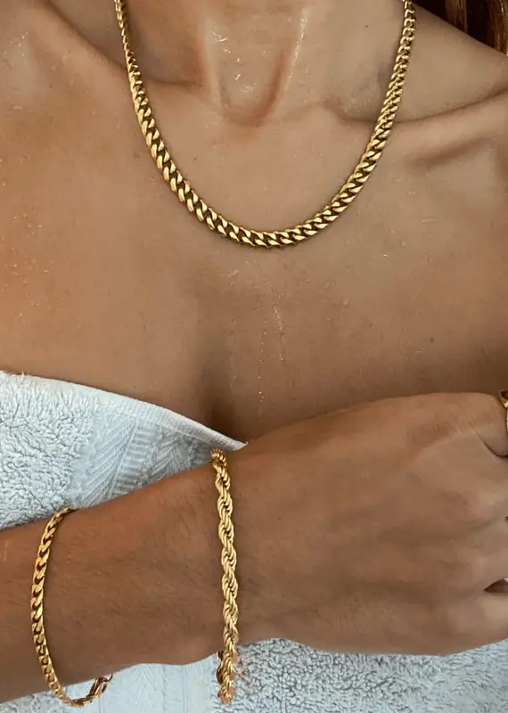 J.HOFFMAN'S Liam Cuban Chain Necklace- Gold