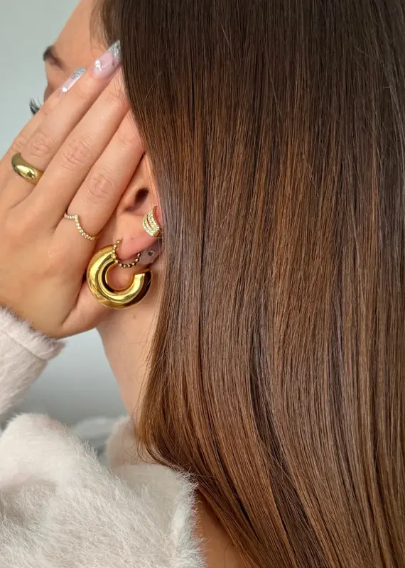 J.HOFFMAN'S Marisol Tube Hoop Earrings- Gold