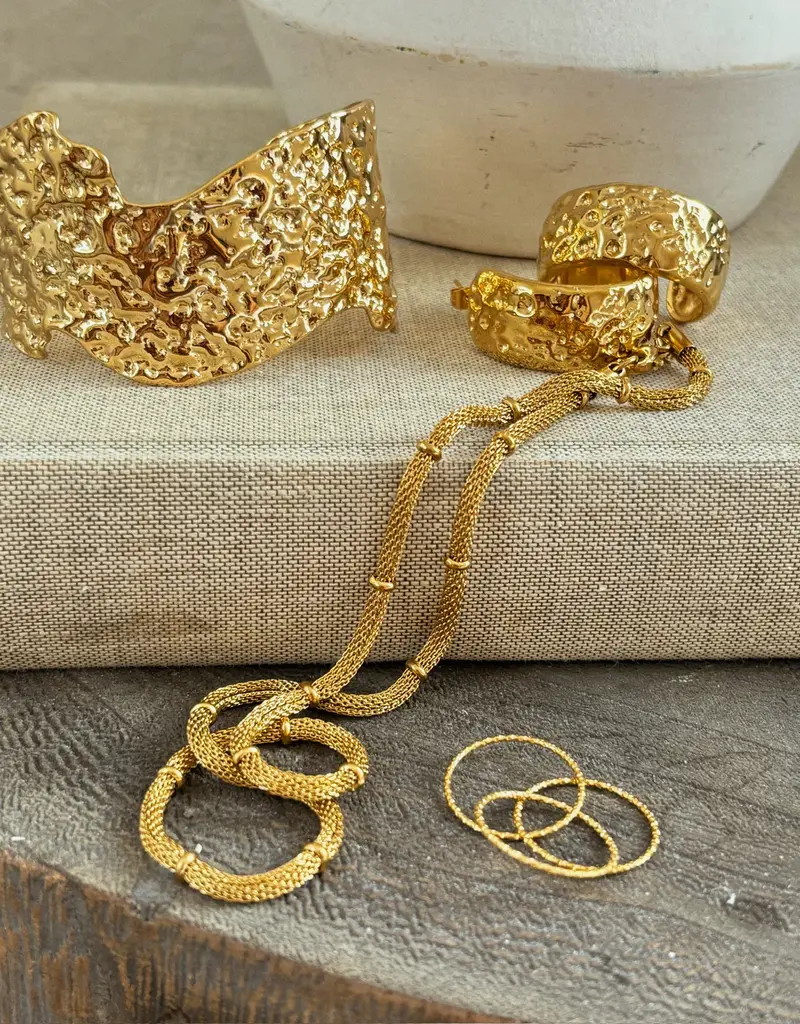 J.HOFFMAN'S Robbie Hammered Hoop Earrings- Gold