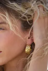 J.HOFFMAN'S Robbie Hammered Hoop Earrings- Gold