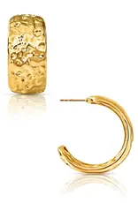J.HOFFMAN'S Robbie Hammered Hoop Earrings- Gold