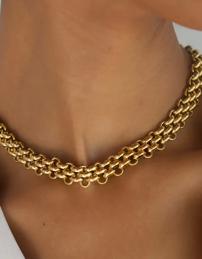 J.HOFFMAN'S Rosalinda Chunky Chain Toggle Necklace- Gold