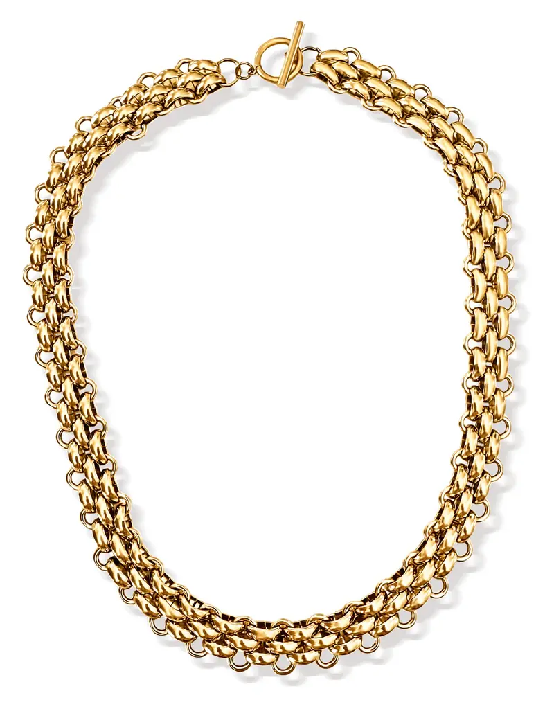 J.HOFFMAN'S Rosalinda Chunky Chain Toggle Necklace- Gold