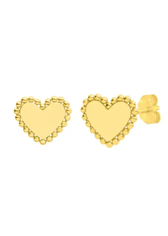 J.HOFFMAN'S Eleanor Heart Studs- Gold