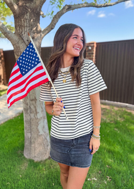 J.HOFFMAN'S Daily Stripe Top- Black