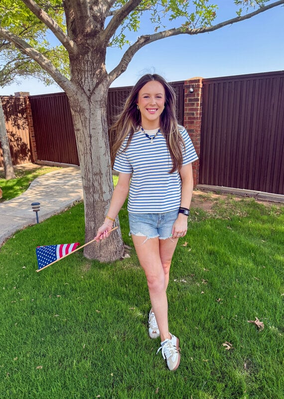 J.HOFFMAN'S Daily Stripe Top- Blue