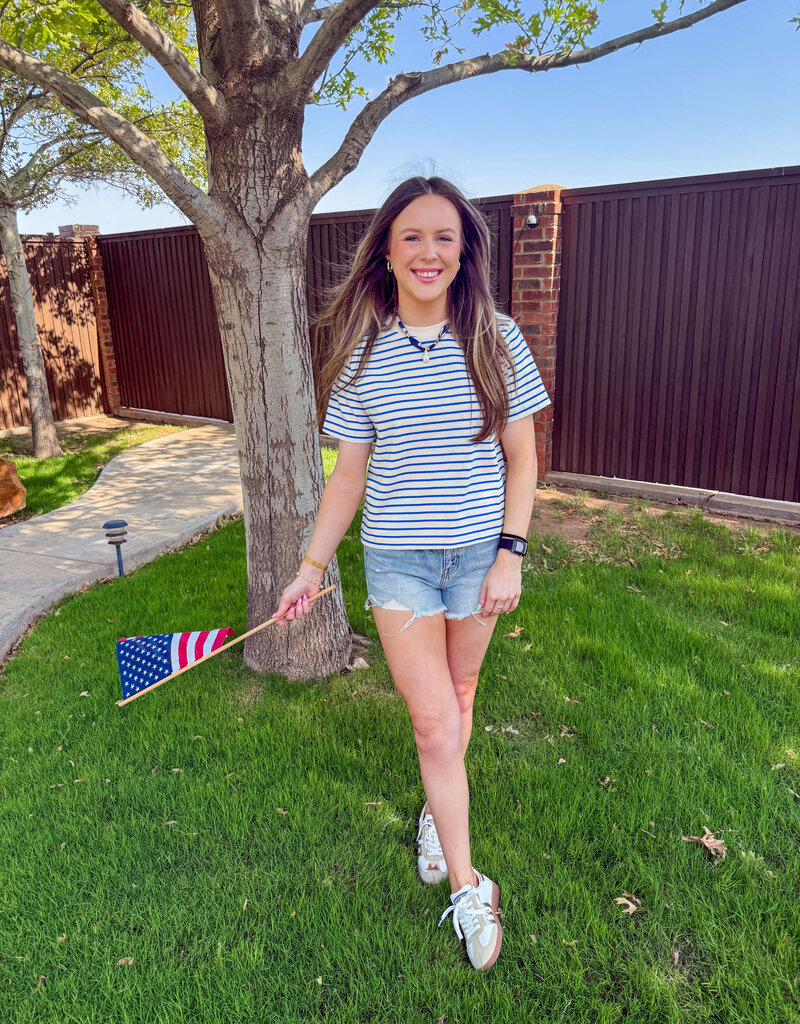 J.HOFFMAN'S Daily Stripe Top- Blue