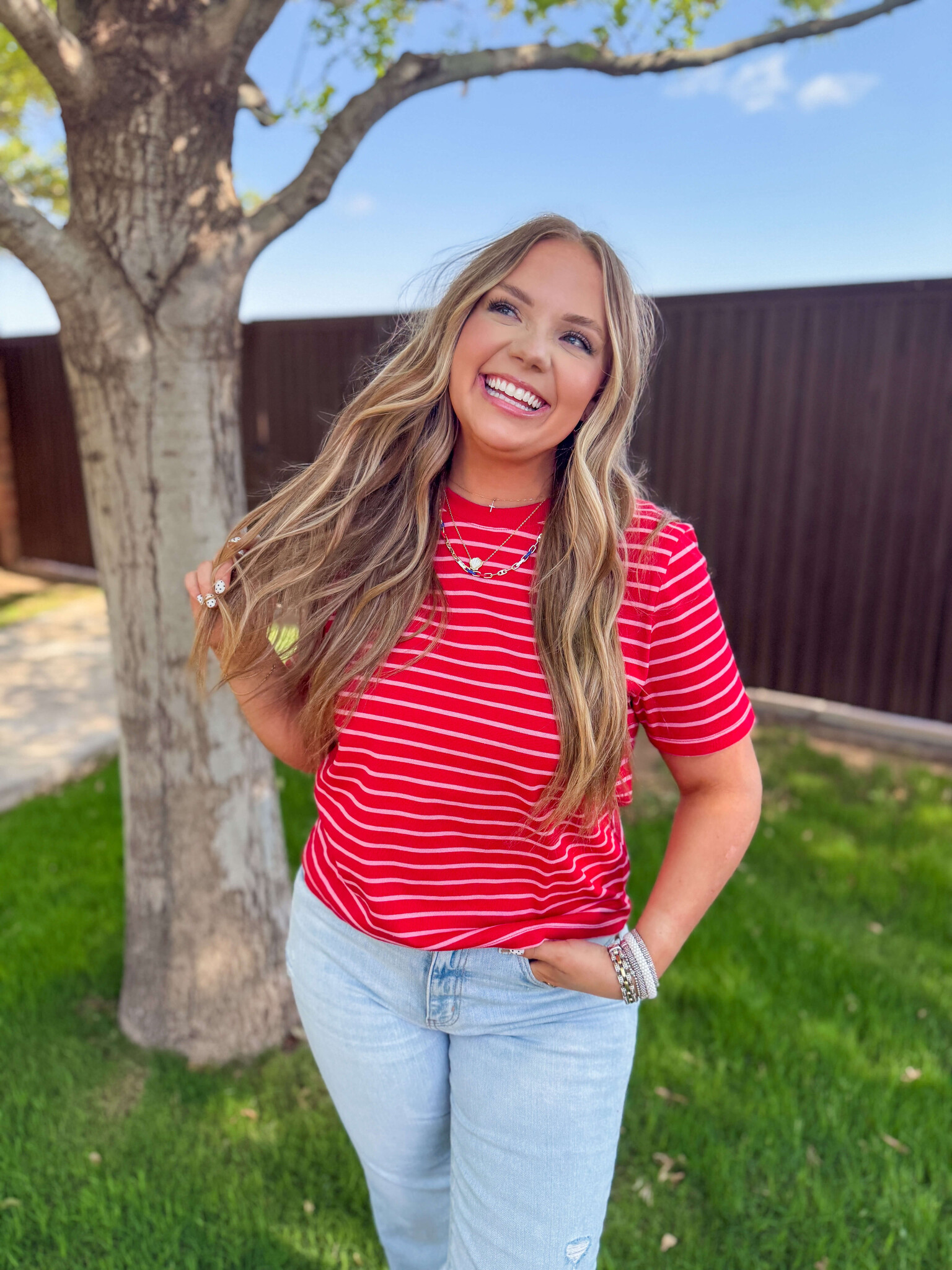Daily Stripe Top- Red - j.hoffman's
