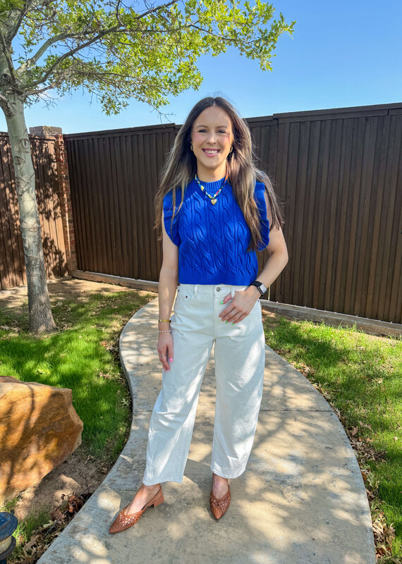 J.HOFFMAN'S Miranda Sweater Vest w/ Ruffles- Cobalt